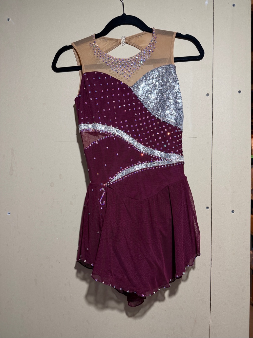 Burgundy Rhinestone Performance Skater Shorts